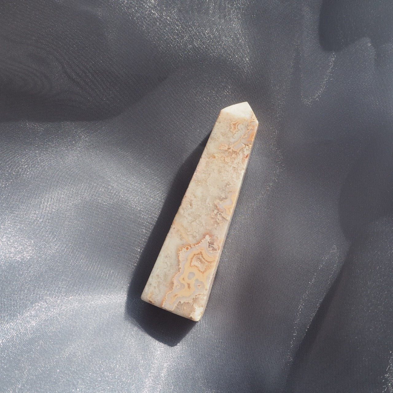 White Plume Agate Obelisk - Helena