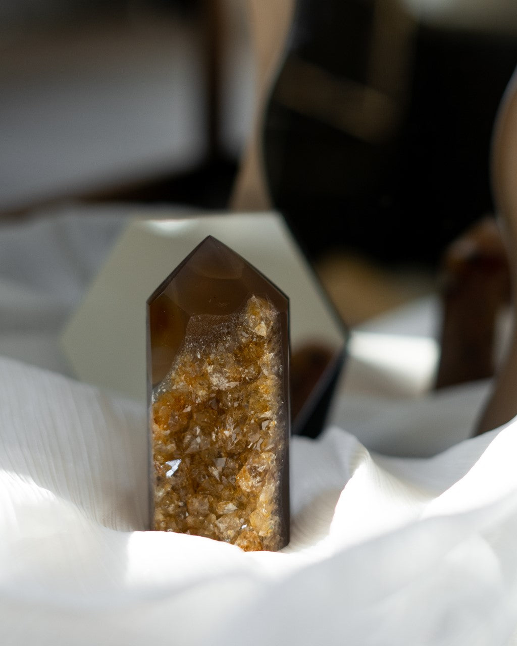 Druzy Agate Tower - HoneyComb